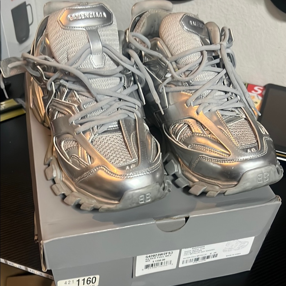 Balenciaga Metallic Silver Sneakers